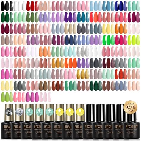 Buy ROSALIND 100PCS Gel Nail Polish Set, 92 PCS Colors Gel Polish Set ...