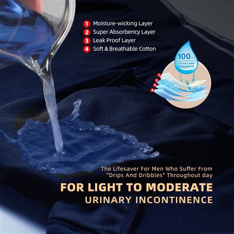 TIICHOO Mens Incontinence Boxer Briefs Washable Leak Proof Underwear for Men Cotton Reusable ...