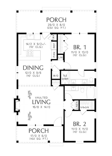 Cottage Style House Plan - 2 Beds 2 Baths 1058 Sq/Ft Plan #48-1122 ...