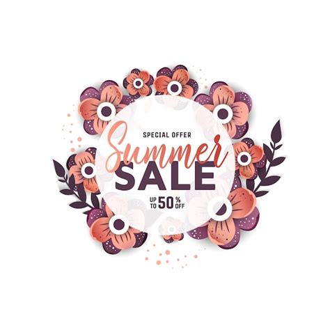 Summer sale background with flowers. | Premium Vector