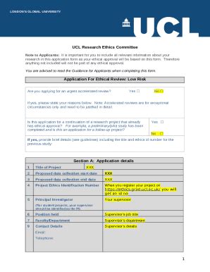 UCL Research Ethics Application Form - Blank Fillable Template | Fill ...
