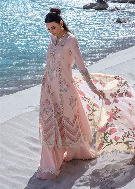 Crimson X Saira Shakira Luxury Lawn – Forget Me Not - Sorbet Pink ...