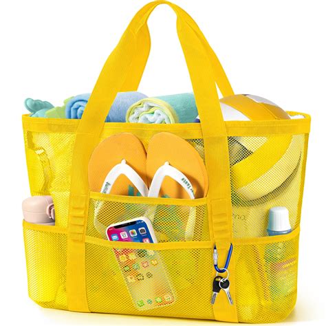 KPX Mesh Beach Bag for Women Large Foldable Waterproof Sandproof Swim ...