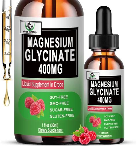 Amazon.com: Magnesium Glycinate Liquid Drops, Pure Magnesium Glycinate 400mg for Bone, 6X High ...