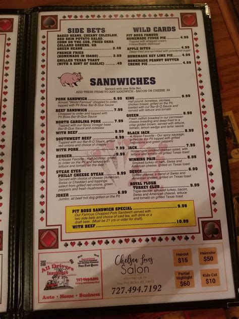 Menu at Pit Boss Bar-B-Q, New Port Richey