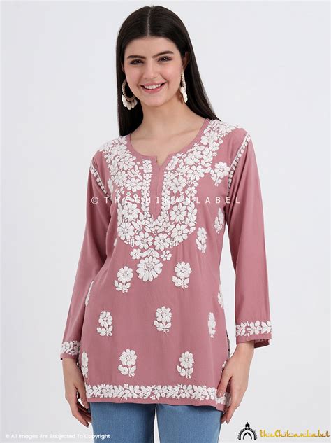 Blush Ruzina Rayon Chikankari Short Top