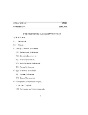 Lebs103 - Its lecture notes - Business Environment - Studocu