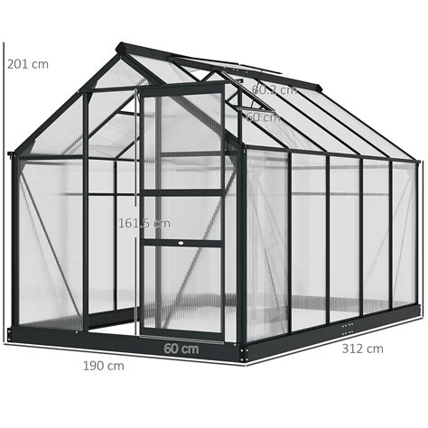 Outsunny BloomGreen 6 x 10ft Large Polycarbonate Greenhouse with ...