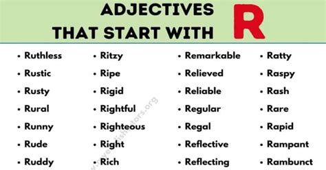 Adjectives that Start with R: List of 72 Useful Adjectives Starting ...