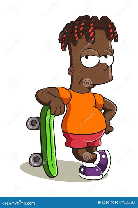 Cartoon Style Bart Simpson Character With The African Dreadlocks ...