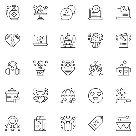 Valentine icon pack including girl couple movie women love | Premium Vector