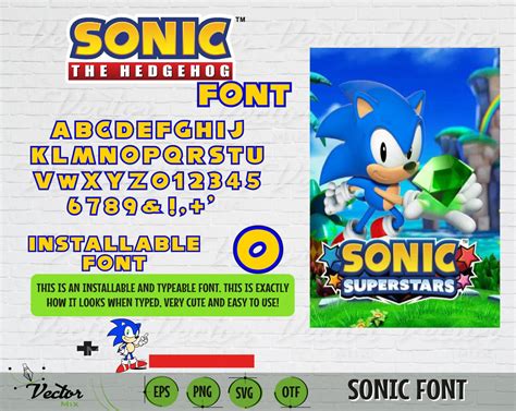 The Hedgehog Cartoon font, INSTALLABLE Sonic FONT, Cartoon font, The ...