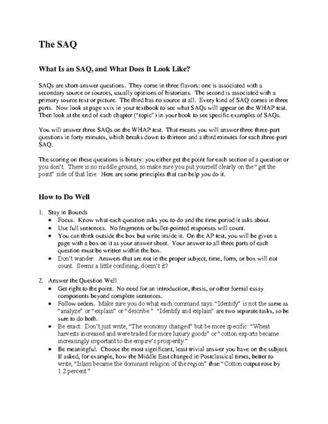 The+SAQ ASsignment - The SAQ What Is an SAQ, and What Does It Look Like ...