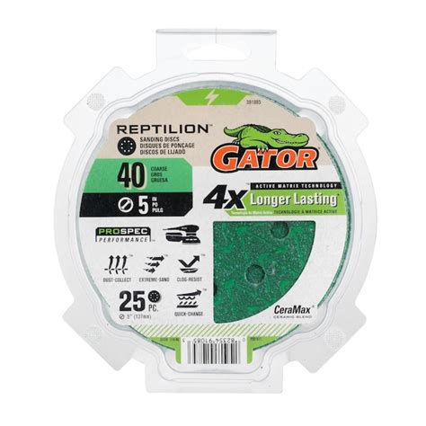 Gator Reptilion 25-Piece Ceramic Alumina 40-Grit Disc Sandpaper 391085 ...