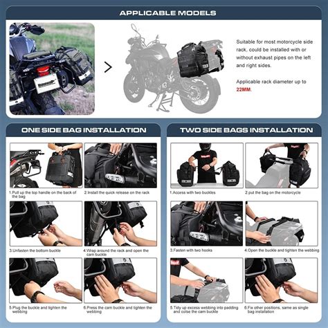 Buy Rhinowalk Motorcycle Saddlebag Waterproof Motor Luggage Pack Quick ...
