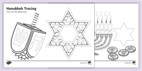 Hanukkah Tracing Activity Sheets (teacher made) - Twinkl