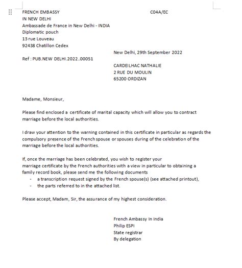 No Objection Certificate for Marriage