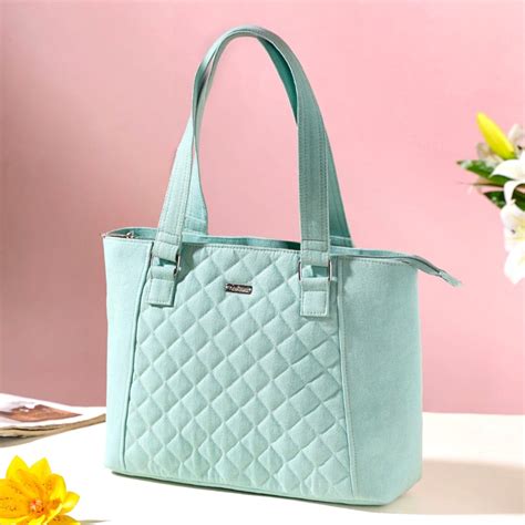 Mint Canvas Quilted Tote Bag Online - Premium Tote Bag | Nestasia