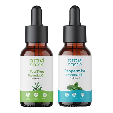 100% Pure Tea Tree And Peppermint Essential Oil For Healthy Hair and S ...