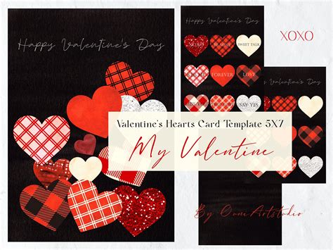 Watercolor Red Valentine Card Clipart, Valentines Card Templates, 5X7 ...