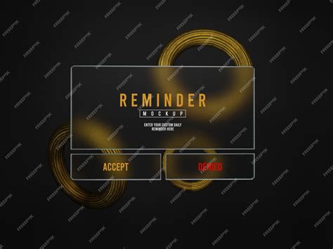 Premium PSD | Reminder notification interface glass morphism mockup