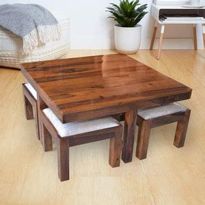 UNITEK FURNITURE West Elm Rosewood ( Sheesham ) Tea Table With Stool ...