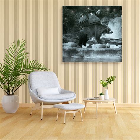 Brown Bear Carrying On His Back A Sort Of Ballast Canvas Painting ...