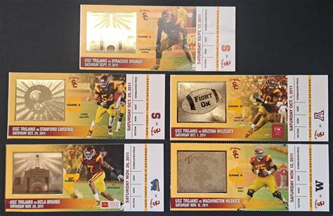 2011 USC Trojans Football Season 5 Ticket Stubs @ Memorial Coliseum ...