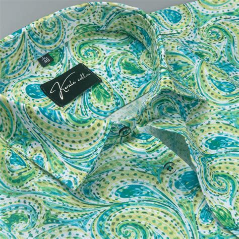 Rusiyano Linen Parrat Green Pathan Print Shirts for Men – Kerala Cotton