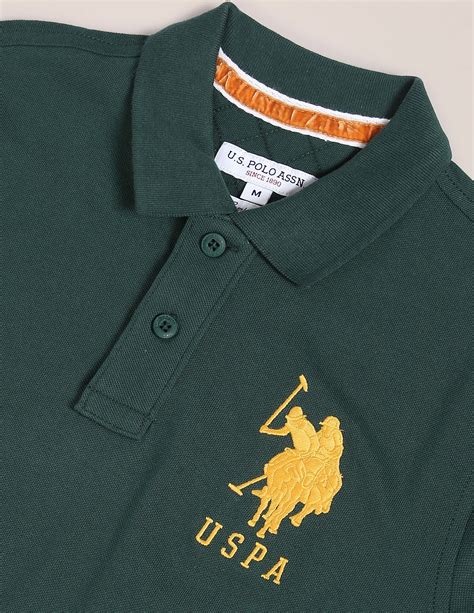 Buy Men Compact Cotton Logo Polo Shirt Green|U.S. Polo Assn. India