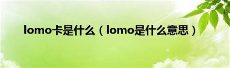lomo卡是什么（lomo是什么意思）_新时代发展网