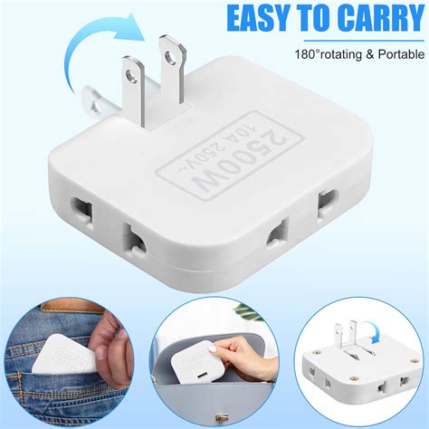 Buy 3 Pack 3 Way Flat Wall Plug, AC Flat Wall Outlet Extender Flat Plug ...
