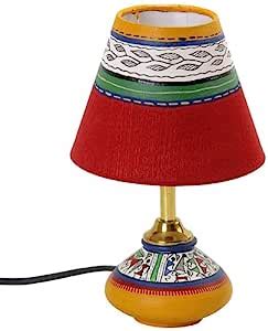 Buy Aapno Rajasthan Terracotta Lamp Base with Hand Painted Lamp Shade ...