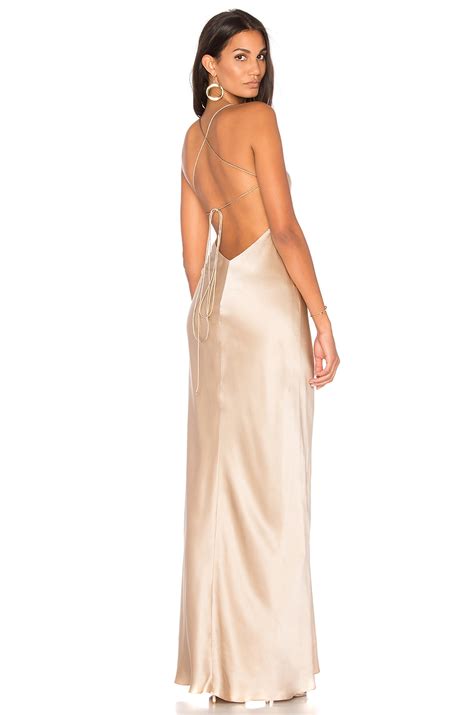 Michelle Mason Cut Out Gown in Champagne | REVOLVE