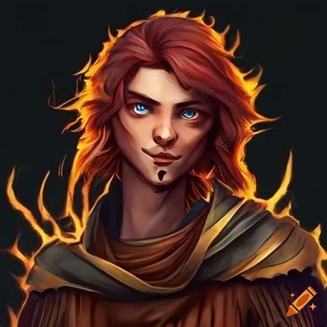 Young male pyromancer on Craiyon