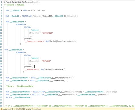 Solved: Re: Argument '5' in SUMMARIZE function is required - Microsoft ...