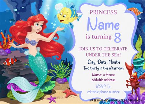 Mermaid Birthday Invitations Free Printable