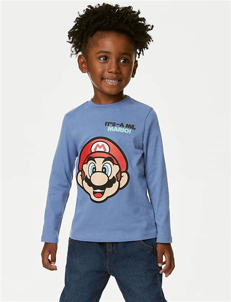 Buy Pure Cotton Super Mario™ Top (2-8 Yrs) at Marks & Spencer