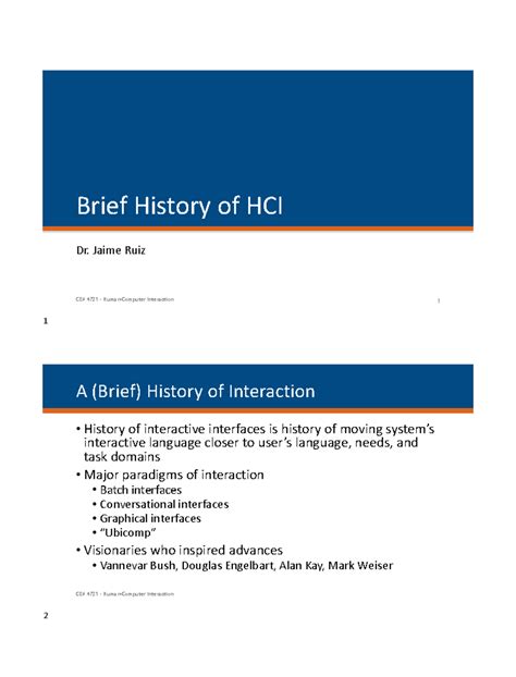 CEN 4721 - A Brief History of Human-Computer Interaction - Studocu