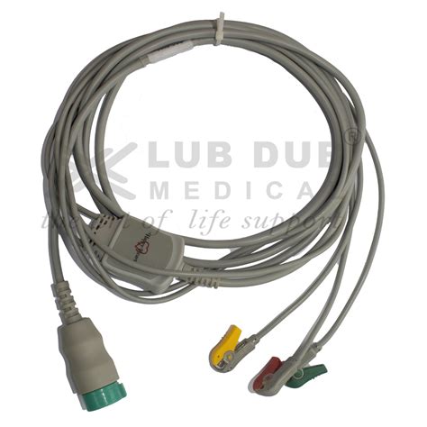 3 Lead ECG Cable Compatible with Physio-Control LP20 12 Pin Clip Type ...