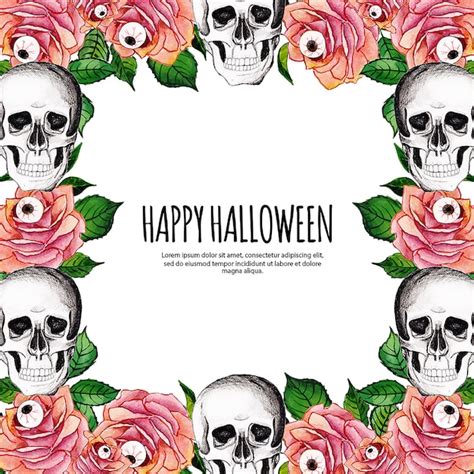 Watercolor halloween elements frame | Premium Vector