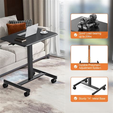 GZMR Small Mobile Rolling Standing Desk Black Laptop cart in the Office ...