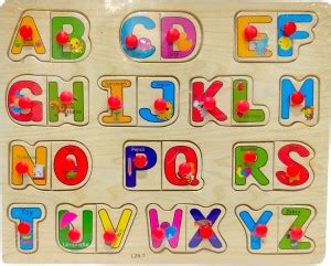 RVM Toys Wooden Puzzle English Alphabet ABCD Children Knob Educational ...