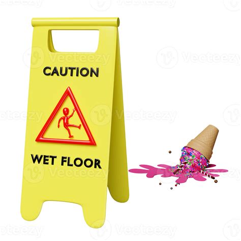 caution slippery or wet floor caution plastic sign with ice cream cones ...