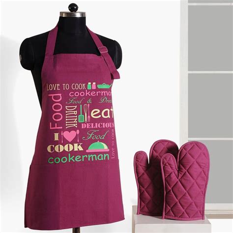 Buy SWAYAM Printed Apron & Oven Gloves - Set of 3 Pcs. from Swayam at ...