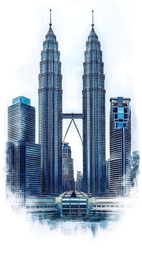 Illustration of petronas twin towers kuala lumpur malaysia | Premium AI ...
