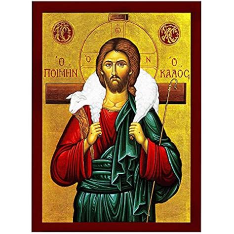 Jesus Christ icon The Good Shepherd, Handmade Greek India | Ubuy