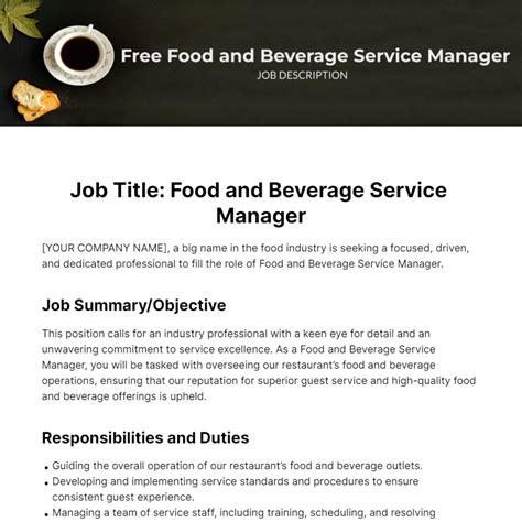 Beverage Company Job Description at Wesley Simmons blog
