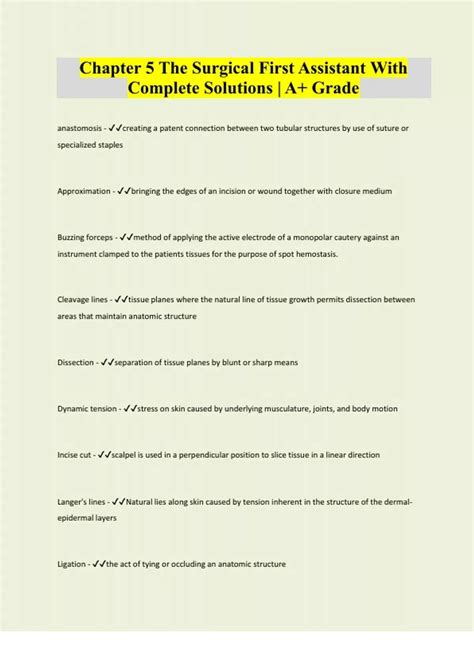 Chapter 5 The Surgical First Assistant With Complete Solutions | A+ Grade - Chapter 5 The ...
