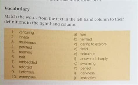 Vocabulary Match the words from the text in the left hand column to ...